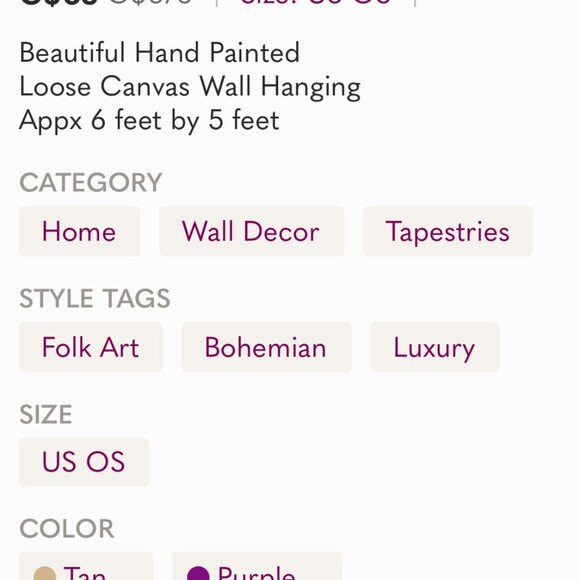 97 (VHD) Vintage. Home Decor. Handpainted. Canvas. African Folk Art. Tapestry. - Picture 5 of 5